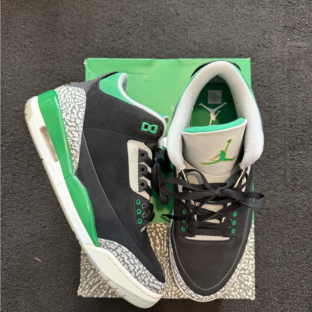 Jordan 3 Retro Black and Green Men's Shoes